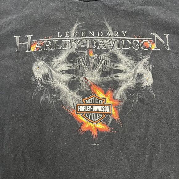Vintage Y2k Harley Davidson Black Flames Graphic T-Shirt - Picture 2 of 4